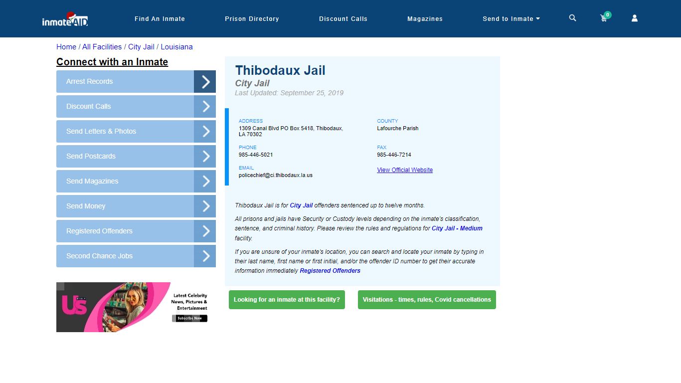 Thibodaux Jail | Inmate Locator