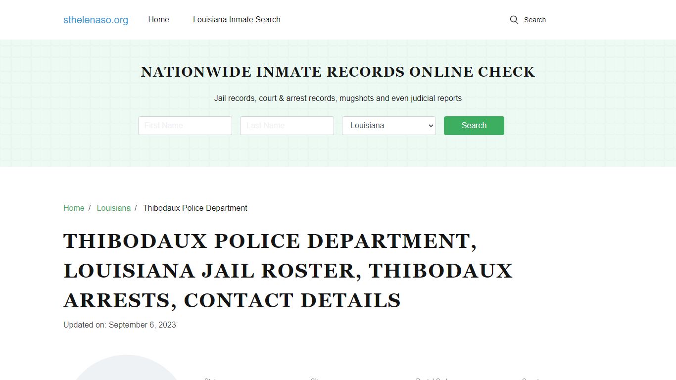 Thibodaux Police Department, Louisiana Jail Roster, Thibodaux Arrests ...