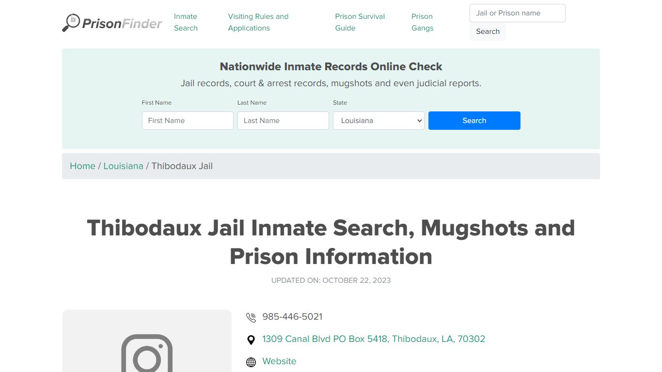 Thibodaux Jail Inmate Search, Mugshots and Prison Information